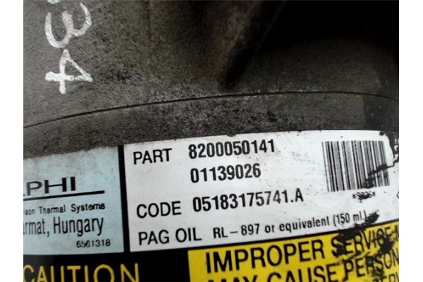Recambio de compresor aire acond. para renault megane i scenic (ja0) 1.6 1.4 16v kaleido referencia OEM IAM 8200050141 9026 
