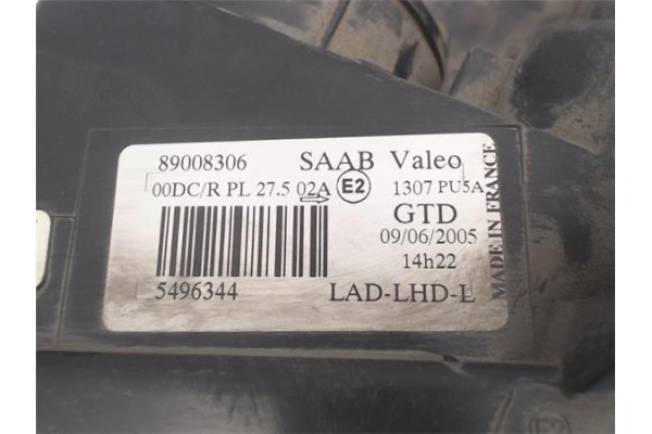 Recambio de faro delantero izquierdo para saab 9-5 berlina referencia OEM IAM 89008306 89030463 