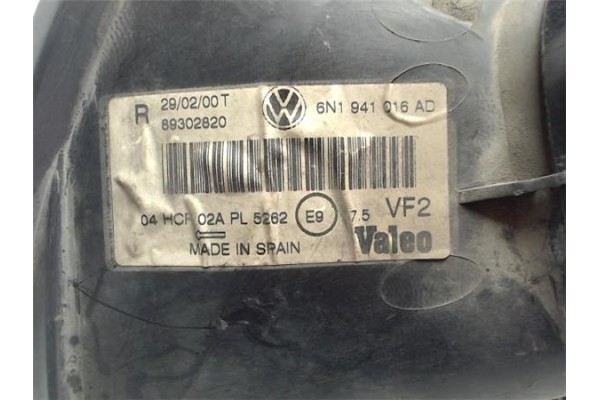 Recambio de faro delantero dcho para volkswagen polo iii berlina (6n2) referencia OEM IAM 6K5941016D 89302820 