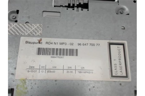 Recambio de radio / cd para peugeot 307 break/ sw (s2) 1.6 sw referencia OEM IAM 9664770077 7645127393 