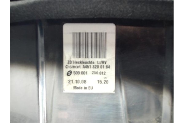 Recambio de piloto trasero izquierdo para smart fortwo coupe 0.8 fortwo coupe cdi (33kw) (451.300) referencia OEM IAM A451820016