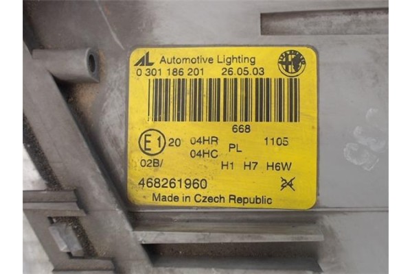 Recambio de faro delantero izquierdo para alfa romeo 147 (190) referencia OEM IAM 468261960 1305235558 
