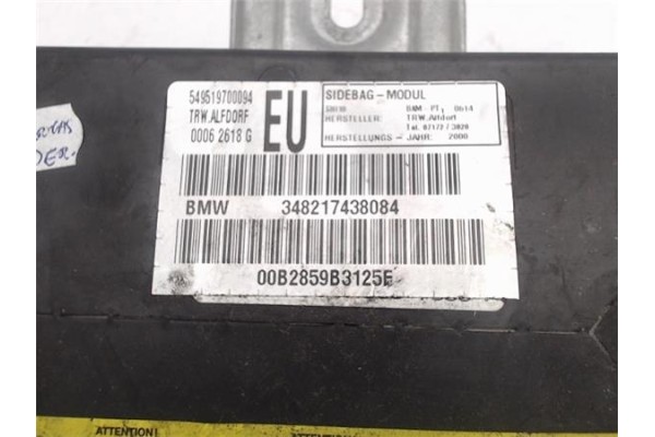 Recambio de airbag lateral delantero derecho para bmw serie 3 berlina (e46) referencia OEM IAM 348217438084 00B2859B3125E  Recambio de airbag lateral delantero derecho para bmw serie 3 berlina (e46) referencia OEM IAM 348217438084 00B2859B3125E