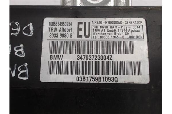Recambio de airbag lateral delantero derecho para bmw serie 3 berlina (e46) referencia OEM IAM 347037233004Z 03B1759B1093Q  Recambio de airbag lateral delantero derecho para bmw serie 3 berlina (e46) referencia OEM IAM 347037233004Z 03B1759B1093Q