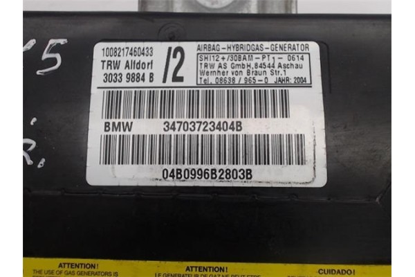 Recambio de airbag lateral delantero derecho para bmw serie x5 (e53) referencia OEM IAM 34703723404B 30339884B  Recambio de airbag lateral delantero derecho para bmw serie x5 (e53) referencia OEM IAM 34703723404B 30339884B