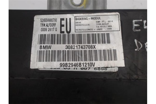 Recambio de airbag lateral delantero izquierdo para bmw serie 3 berlina (e46) referencia OEM IAM 30821743708X 00062617G 