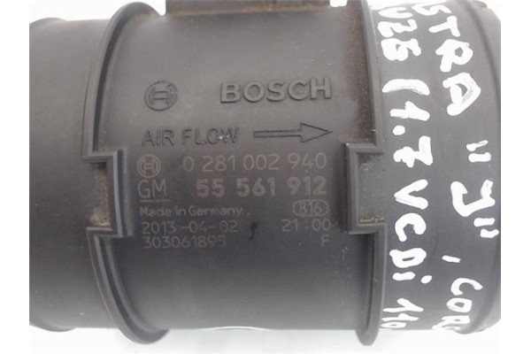 Recambio de caudalimetro para opel astra j gtc 1.7 selective referencia OEM IAM 0281002940 55561912 