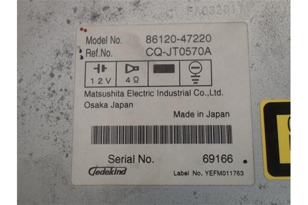 Recambio de radio / cd para toyota prius (nhw20) híbrido basis referencia OEM IAM 86120-47220  