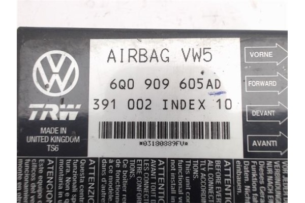 Recambio de centralita airbag para seat ibiza (6l1) referencia OEM IAM 6Q0909605AD 391002 