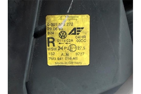 Recambio de faro delantero dcho para seat alhambra (7v9) referencia OEM IAM 7M3941016AE 0301192272 