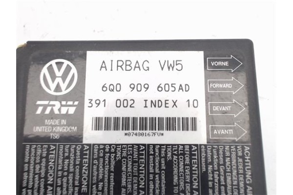 Recambio de centralita airbag para seat ibiza (6l1) referencia OEM IAM 6Q0909605AD 391002 