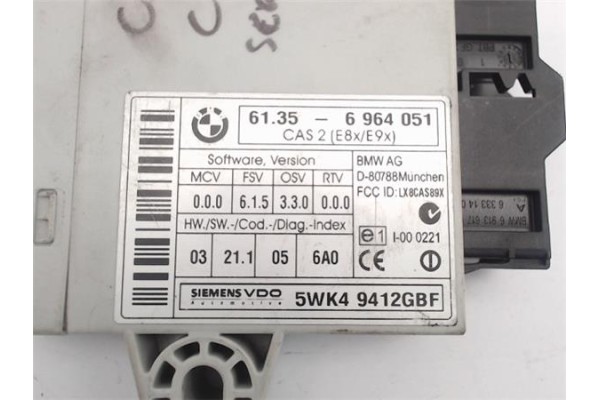 Recambio de centralita cierre para bmw serie 1 berlina (e81/e87) referencia OEM IAM (5WK49412GBF) SIEMENS/VDO (61356964051) 