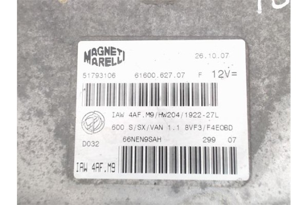 Recambio de centralita para fiat seicento (187) 1.1 brush plus referencia OEM IAM (IAW4AF.M9) (51793106) 