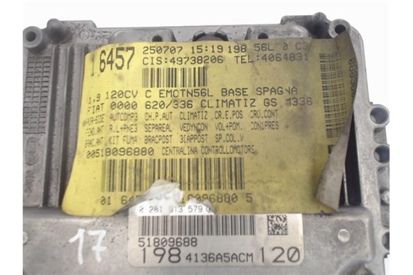 Recambio de centralita para fiat ii bravo (198) 1.9 16v dynamic multijet referencia OEM IAM (51809688) (1984136A5ACM) (028101357