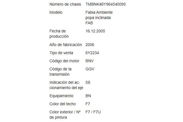 skoda fabia (6y2/6y3) del año 2006