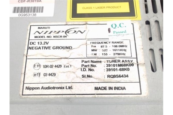 Recambio de radio / cd para nissan pixo (uao) 1.0 visia referencia OEM IAM 39101M68K00 39101-68K0 