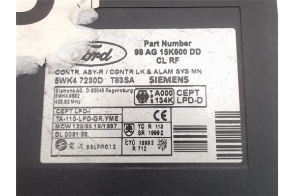 Recambio de centralita para ford focus berlina (cak) 1.6 ambiente referencia OEM IAM (98AG15K600DD) (5WK47230D) 