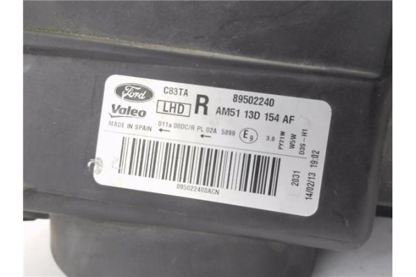 Recambio de faro delantero dcho para ford c-max (cb7) 2.0 titanium referencia OEM IAM 89502240 AM5113D154AF 