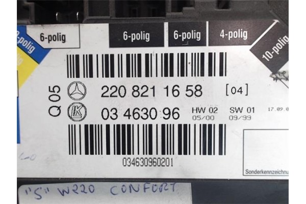 Recambio de centralita para mercedes-benz clase s (bm 220) berlina referencia OEM IAM 2208211658  