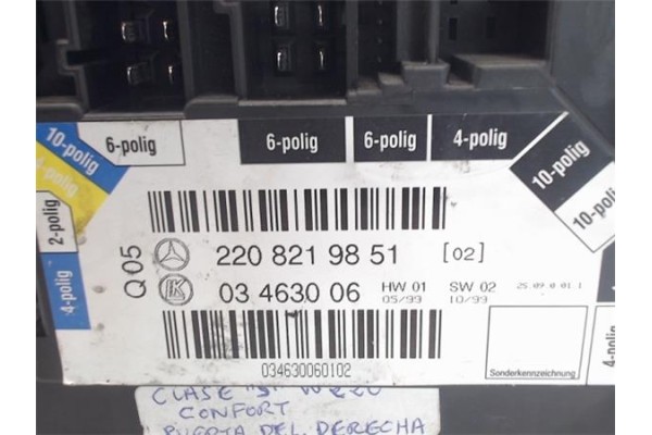 Recambio de centralita para mercedes-benz clase s (bm 220) berlina referencia OEM IAM 2208219851  