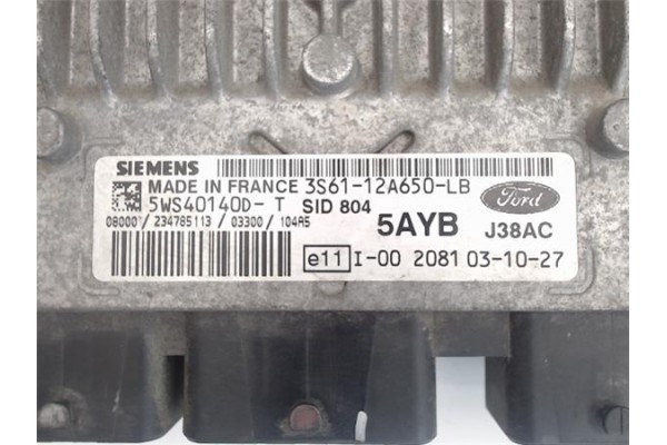 Recambio de centralita para ford fusion (cbk) 1.4 + referencia OEM IAM (3S6112A650LB) (5WS40140D-T) (SID 804) (5AYB) (J38AC) 
