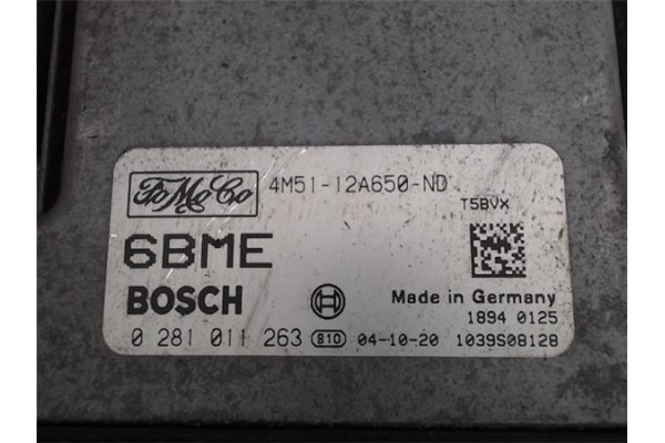 Recambio de centralita para ford focus c-max (cap) 1.6 connection referencia OEM IAM (4M5112S650ND) (0281011263) (6BME) 
