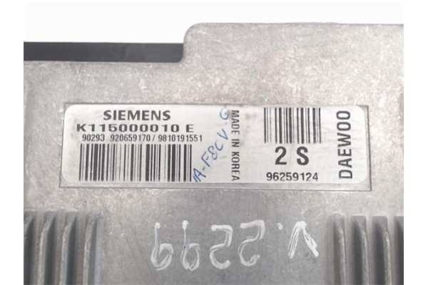 Recambio de centralita para daewoo matiz 0.8 cd referencia OEM IAM (K115000010E) (96259124) (2S) 