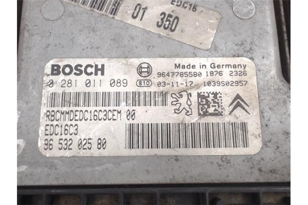 Recambio de centralita para peugeot 206 1.4 e-music referencia OEM IAM 0281011089/1039S02957 9653202580/EDC1603 