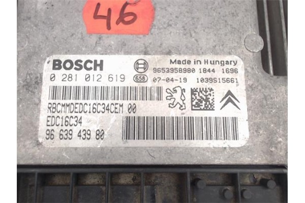 Recambio de centralita para citroen berlingo 1.6 hdi 92 multispace referencia OEM IAM 9653958980/9663943980 0281012619/1039S1566