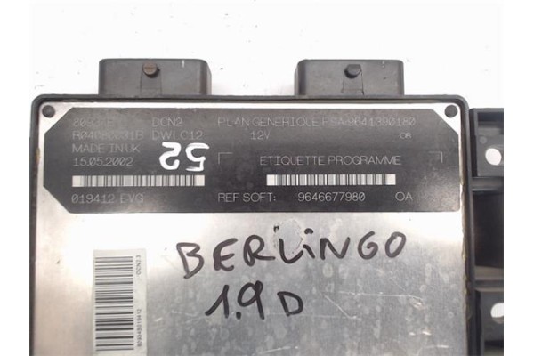 Recambio de centralita para citroen berlingo 1.9 d satisfaction combi referencia OEM IAM 9641390180/80934B R04080031B/019412EVG 