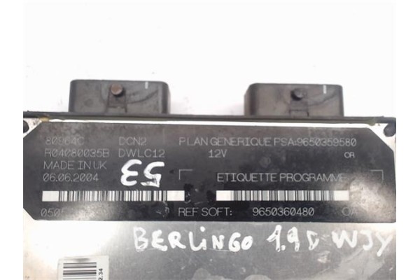 Recambio de centralita para citroen berlingo 1.9 d 600 furgón referencia OEM IAM 9650359580/80964C R04080035B/050578FXG 