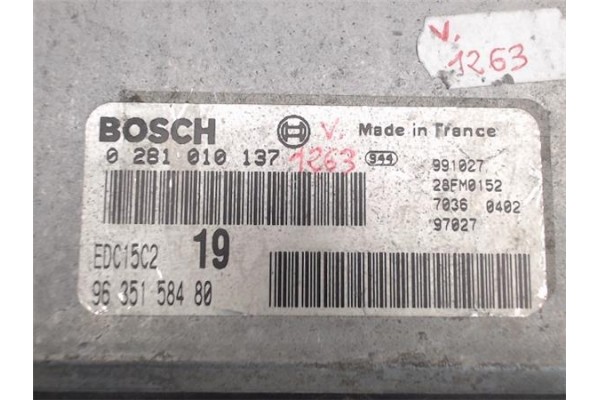 Recambio de centralita para citroen xsara picasso 2.0 hdi satisfaction ii referencia OEM IAM 9635158480/28FM0152 0281010137/9910