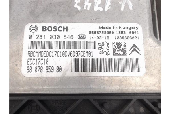 Recambio de centralita para peugeot 208 1.6 style referencia OEM IAM 9807885980 0281030546/EDC17C10 