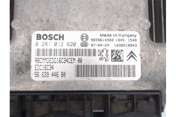 Recambio de centralita para citroen berlingo 1.6 hdi 75 xtr referencia OEM IAM 9663944680/1039S18943 0281012620/EDC16C34 