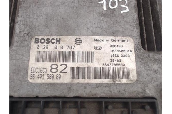 Recambio de centralita para peugeot 206 1.4 xr referencia OEM IAM 9647158080/030409 0281010707/EDC16C3 