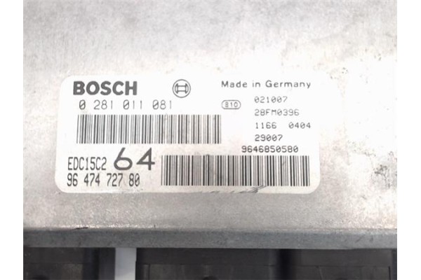 Recambio de centralita para peugeot 307 (s1) 2.0 xs referencia OEM IAM 9647472780 0281011081/EDC15C2 64 
