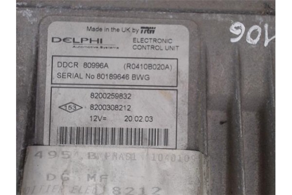 Recambio de centralita para renault megane ii berlina 3p 1.5 expression confort referencia OEM IAM 8200259832/8200308212 R0410B0