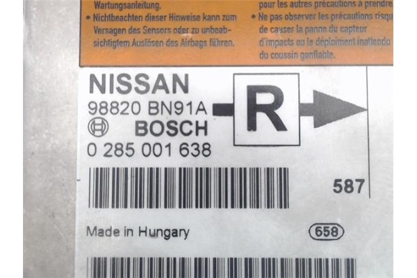 Recambio de centralita airbag para nissan almera (n16/e) referencia OEM IAM 98820BN91A 0285001638 