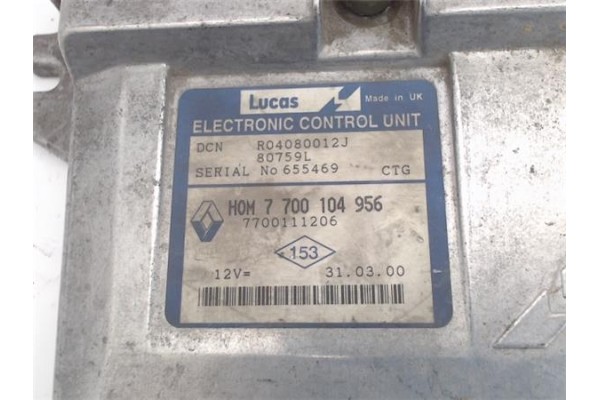 Recambio de centralita para renault kangoo i (f/kc0) 1.9 authentique referencia OEM IAM (7700104956) (7700111206)  