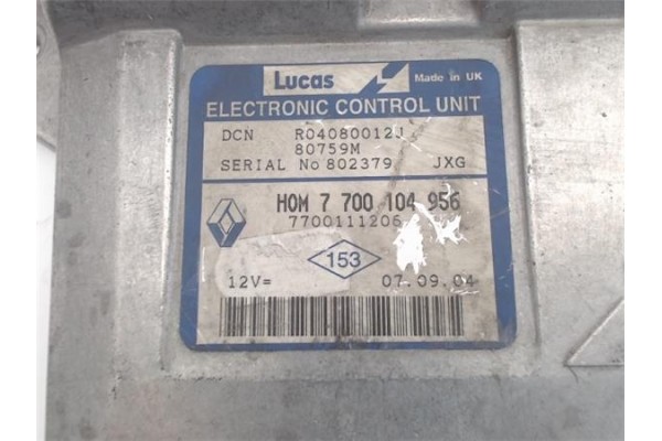 Recambio de centralita para renault kangoo i (f/kc0) 1.9 rt referencia OEM IAM (7700104956) (7700111206) (802379) 