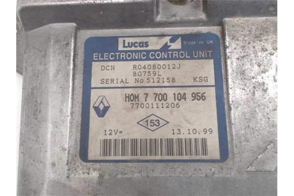 Recambio de centralita para renault kangoo i (f/kc0) 1.9 fairway 4x4 referencia OEM IAM (7700111206) (HOM 7700104956) (R04080012