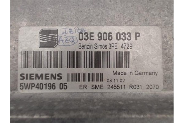 Recambio de centralita para seat ibiza (6l1) 1.2 hit referencia OEM IAM (03E906033P) (5WP4019605) 