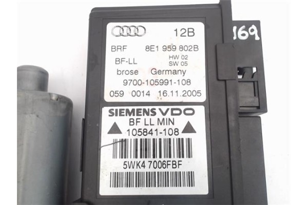 Recambio de motor elevalunas delantero derecho para audi a4 berlina (8e) referencia OEM IAM 8E1959802B (105841-108) (5WK47006FBF