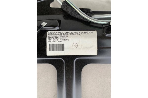 Recambio de techo panoramico para nissan qashqai +2 (jj10) 1.6 dci referencia OEM IAM 91686JD01A  