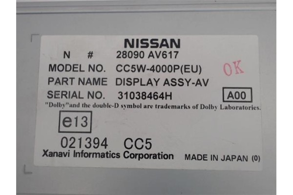 Recambio de navegador para nissan primera berlina (p12) referencia OEM IAM 28090AV617  