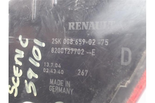 Recambio de piloto trasero derecho para renault scenic ii (jm) 1.9 d referencia OEM IAM 2SK00865902 8200127702E 