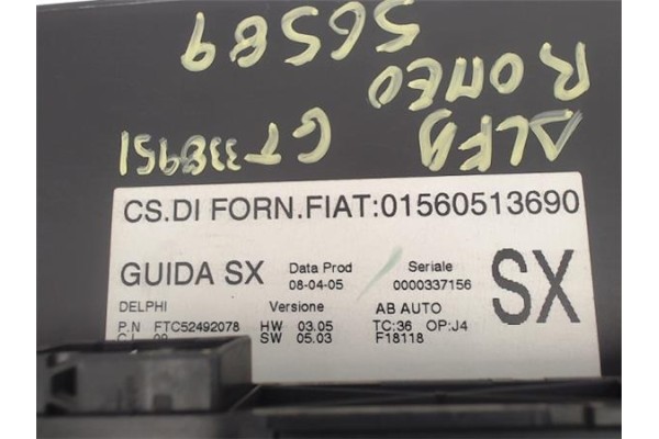 Recambio de mandos climatizador para alfa romeo gt (125) 2.0 jts 16v distinctive referencia OEM IAM 01560513690  