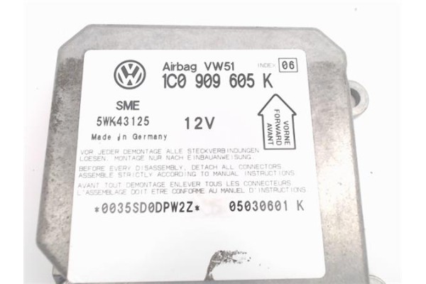 Recambio de centralita airbag para volkswagen polo iv (9n1) 1.4 tdi referencia OEM IAM 1C0909605K 5WK43125 