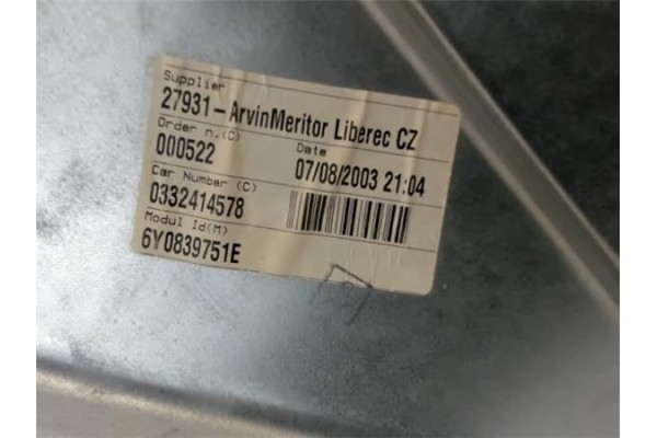 Recambio de elevalunas electrico trasero izquierdo para skoda fabia (6y2/6y3) 1.4 comfort referencia OEM IAM 6Y0839751E  