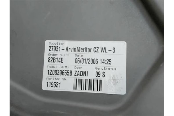 Recambio de elevalunas electrico trasero izquierdo para skoda octavia berlina (1z3) 2.0 elegance referencia OEM IAM 1Z0839655B  